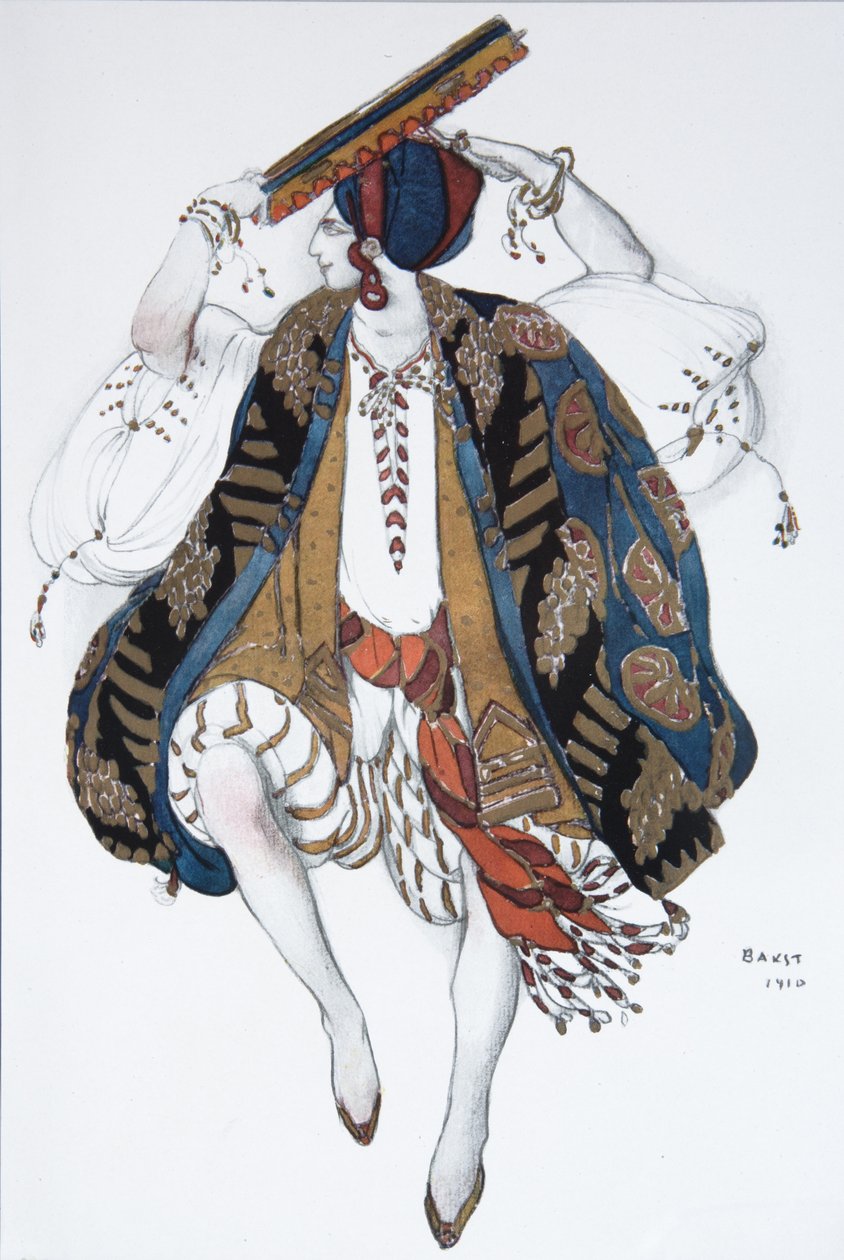židovský tanec. Návrh kostýmů pro balet Cléopatre, 1910 od Leon Bakst