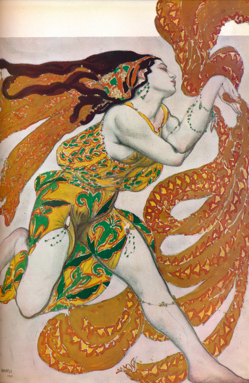 Narcisse: Bacchante. Návrh kostýmů pro tanec Narcisse, 1911 od Leon Bakst