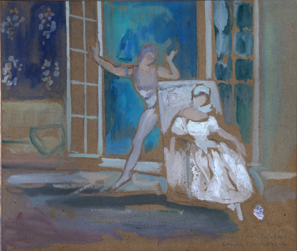 Nižinskij a Karsavina v baletu Le Spectre de la Rose, 1911 od Leon Bakst