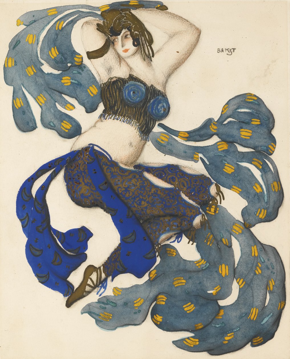 Odaliska. Návrh kostýmů pro balet Šeherezáda N. Rimského-Korsakova od Leon Bakst