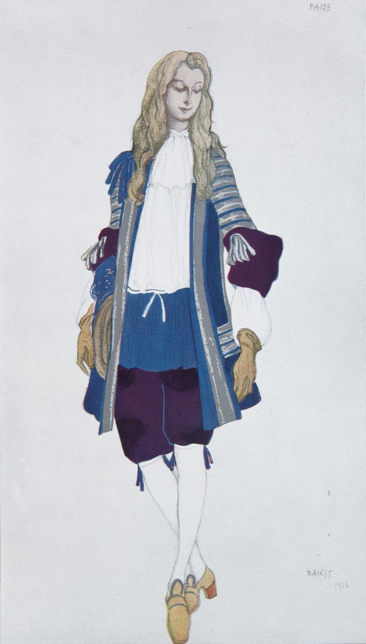 Stránka princezny. Kostýmní návrh k baletu Šípková Růženka P. Čajkovského, 1916 od Leon Bakst