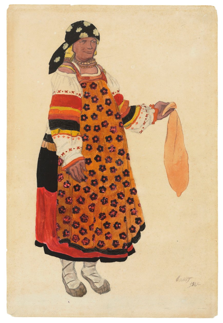 Selka. Návrh kostýmů pro Vaudeville Old Moscow v Théâtre Femina, Paříž, 1922. od Leon Bakst