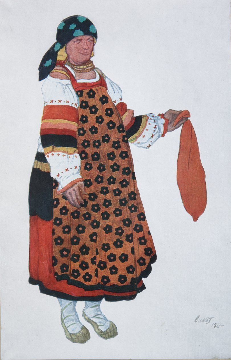 Selka. Návrh kostýmů pro Vaudeville Old Moscow v Théâtre Femina v Paříži, 1922 od Leon Bakst