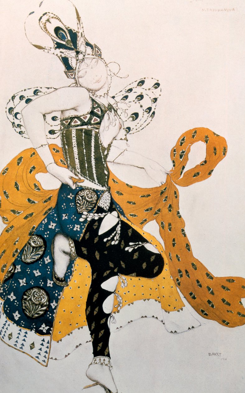 Peri Natasha Trouhanova, kostýmní návrh pro hudbu La Peri od Paula Dukase, 1911 od Leon Bakst