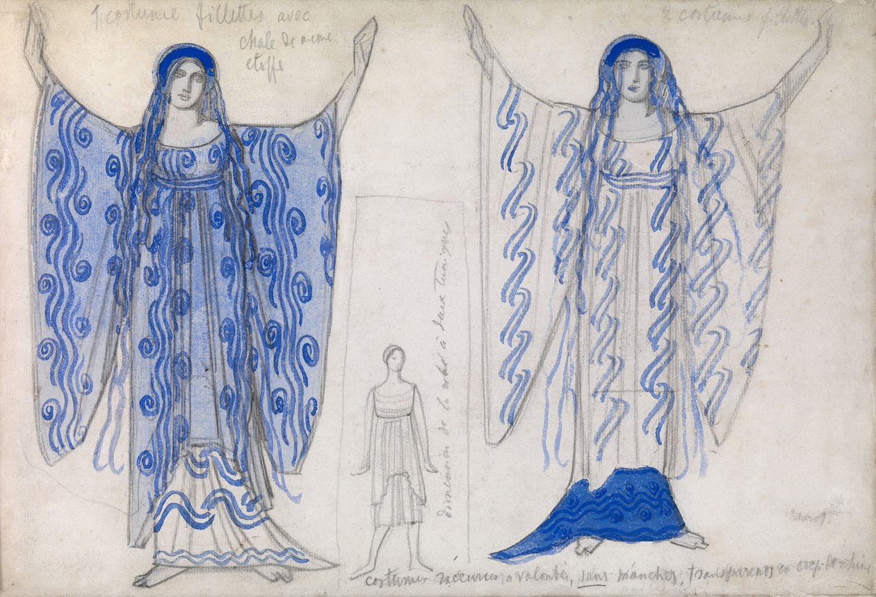 Phaedra. Kostýmní návrh pro drama Phaedra Phèdre od Jean Racine, cca 1923 od Leon Bakst
