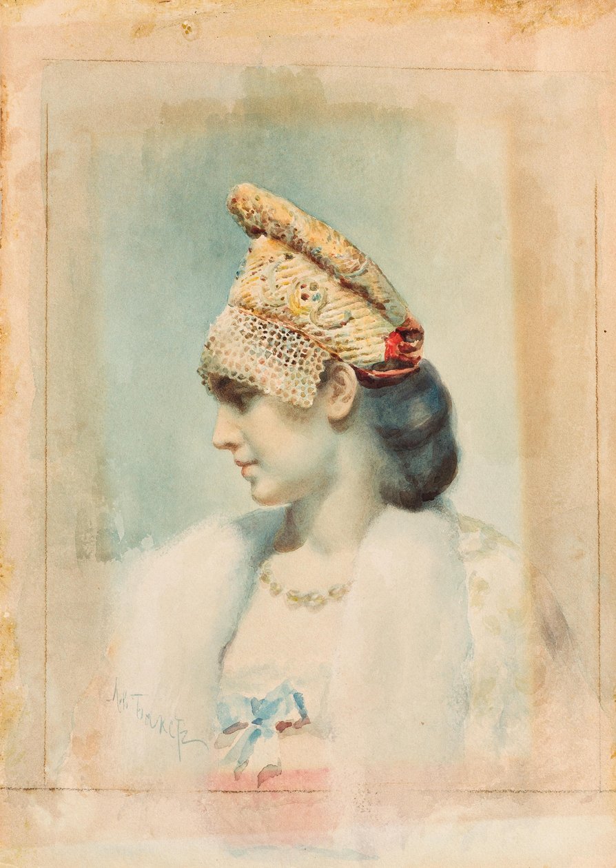 Portrét dívky, která nosí Kokoshnik, 1890 od Leon Bakst