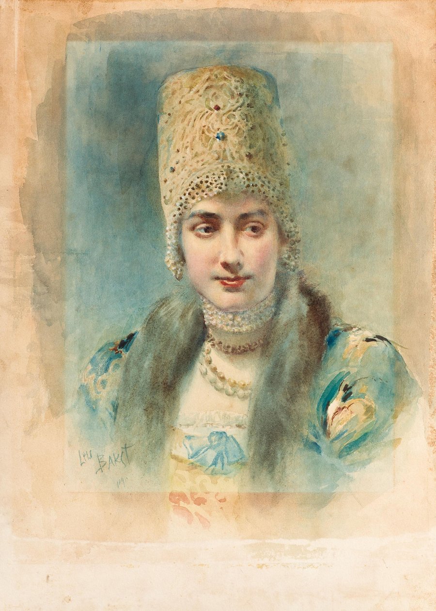 Portrét dívky, která nosí Kokoshnik, 1890 od Leon Bakst