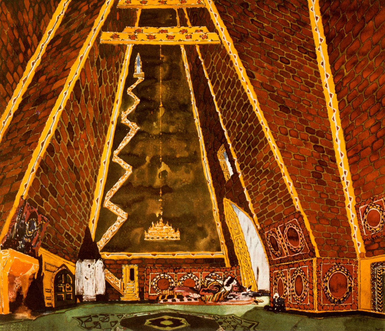 Scénografie pro Thamar, balet Mily Balakirev, 1912 od Leon Bakst