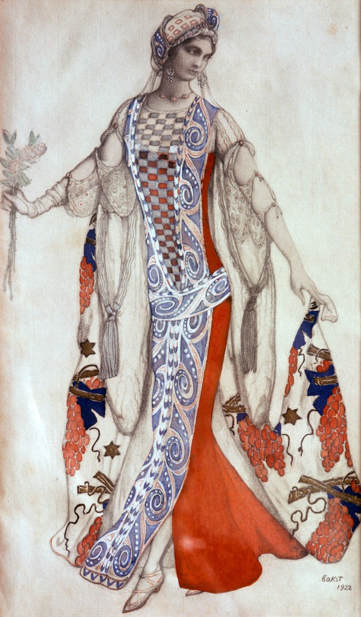 Šípková Růženka, kostýmní návrh baletu, c1913 od Leon Bakst