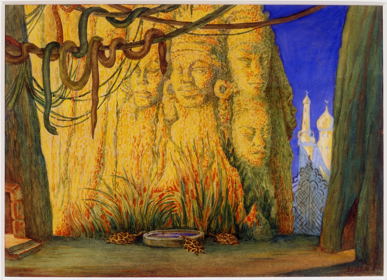 Scénický návrh pro Balet Blue God od R. Hahna, 1911 od Leon Bakst