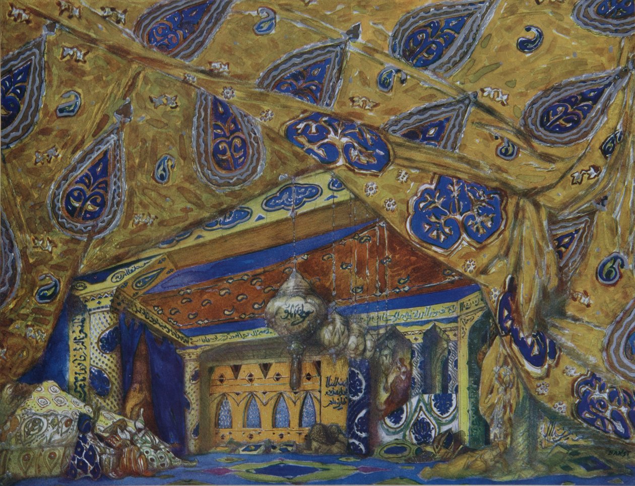 Scénografie pro balet Orientální fantazie od Ippolitova-Ivanova a Musorgského, 1913 od Leon Bakst