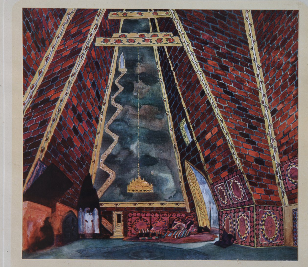 Scénický návrh pro balet Thamar od M.A. Balakireva, 1912 od Leon Bakst