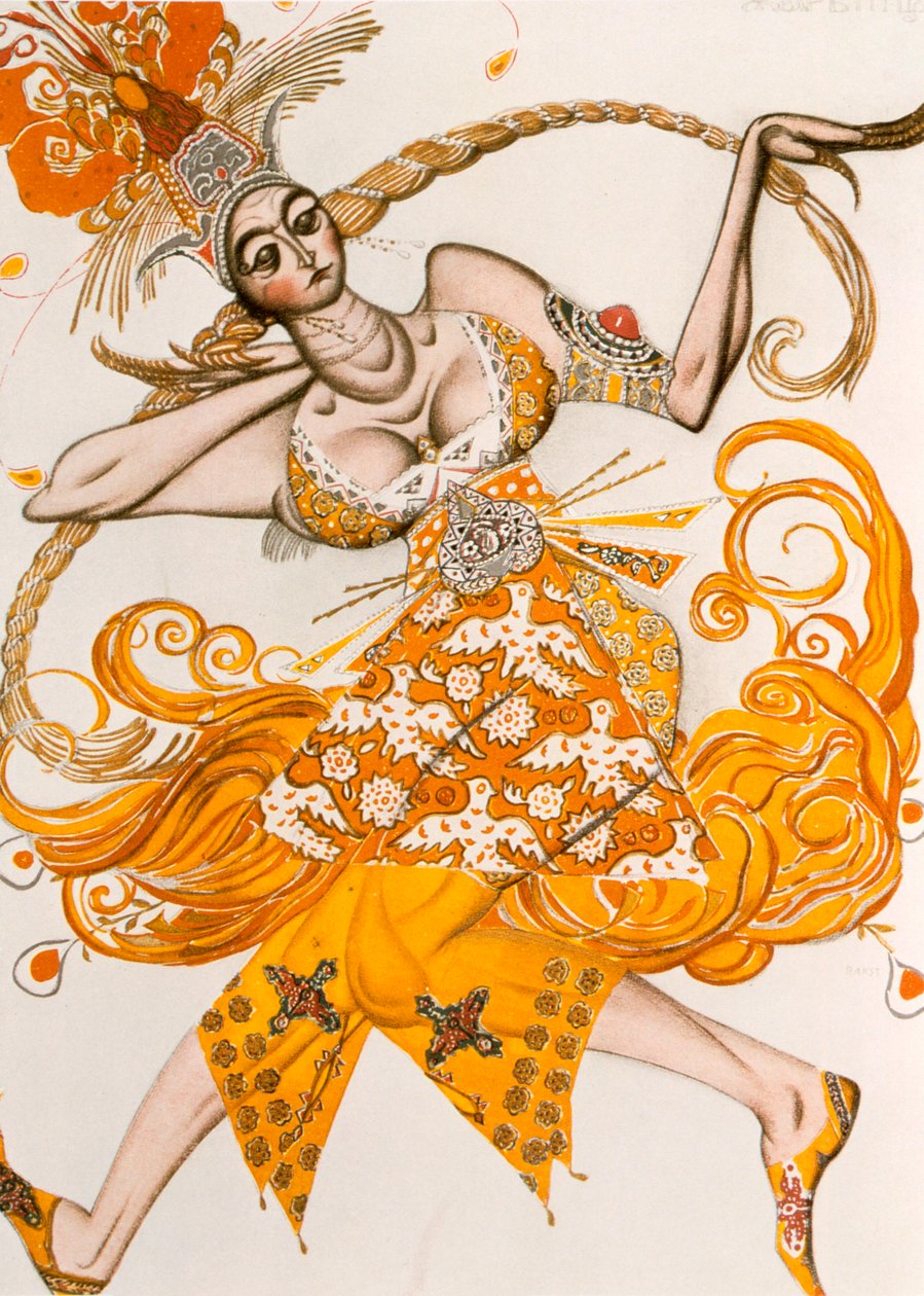 Pták Ohnivák, kostým pro Pták Ohnivák, balet Igora Stravinského, 1910 od Leon Bakst