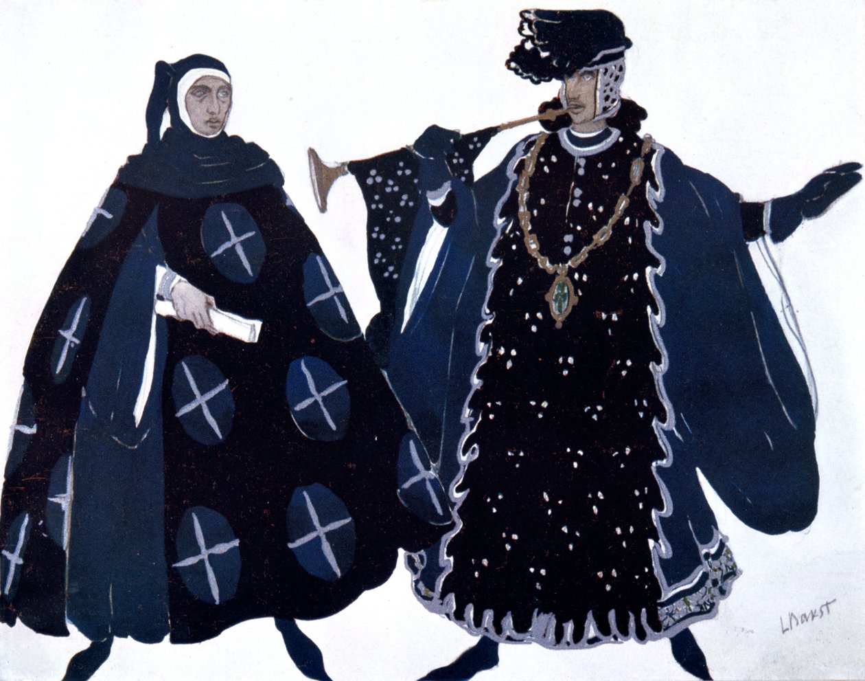 Dva heraldi, kostýmní návrh baletu, 1911 od Leon Bakst