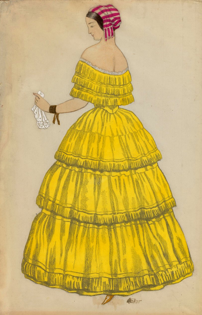 kostým pro balet "Les papillons" v režii Roberta Schumanna (1810-1856) od Leon Bakst