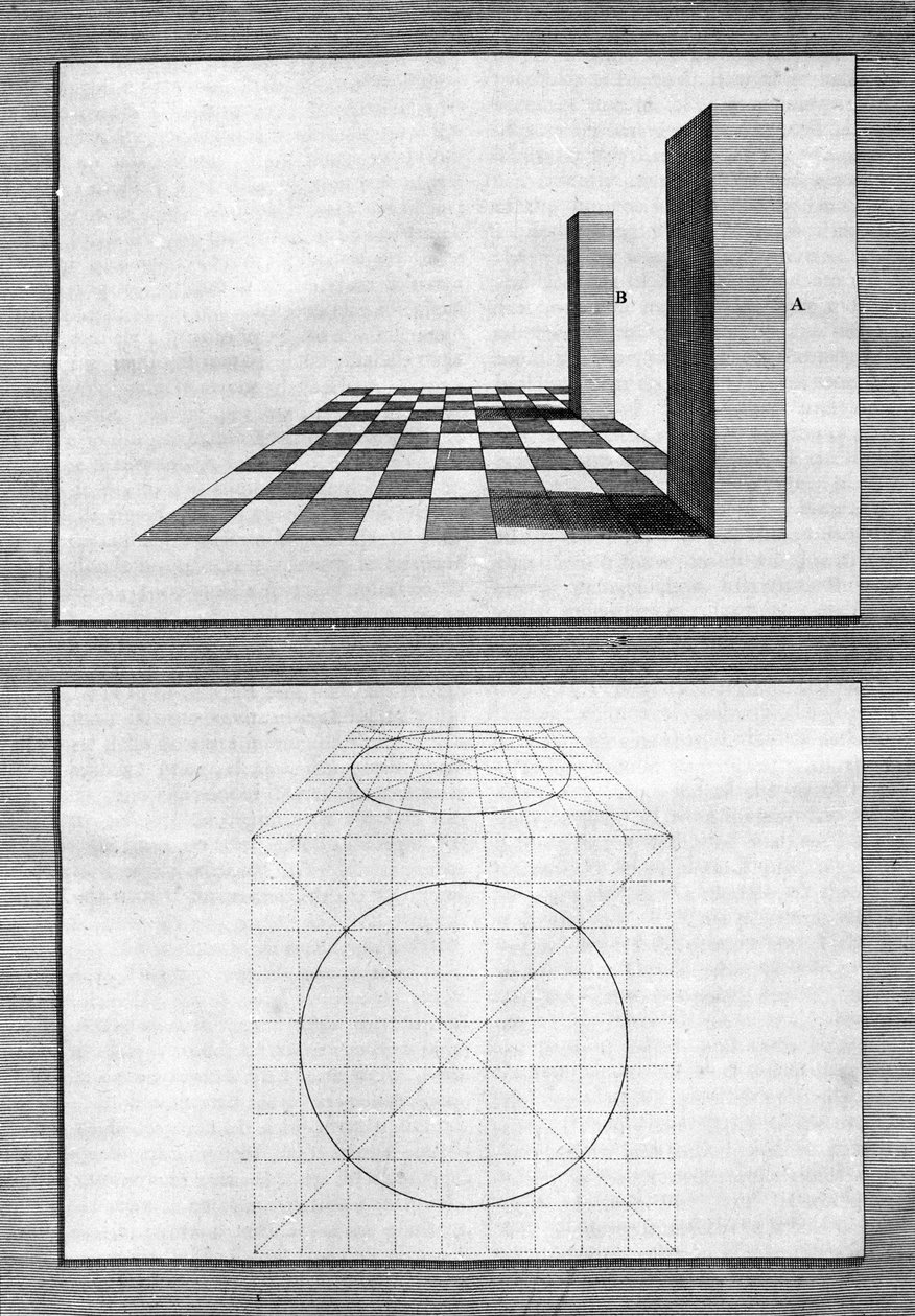 Pochoutky o architektuře, perspektivě a geometrii: deska převzatá z „“De Architectura Libri decem”” od Leona Battisty Albertiho (1404-1472), architekta, matematika, italského básníka renesance, Londýn od Leon Battista Alberti