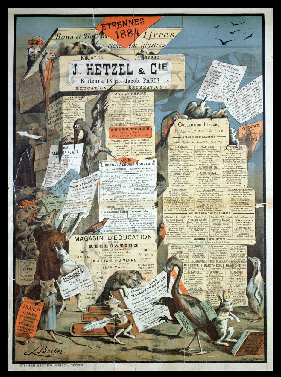 Reklama na nakladatelství Hetzel z Le Monde Illustre, prosinec 1883 od Leon Becker
