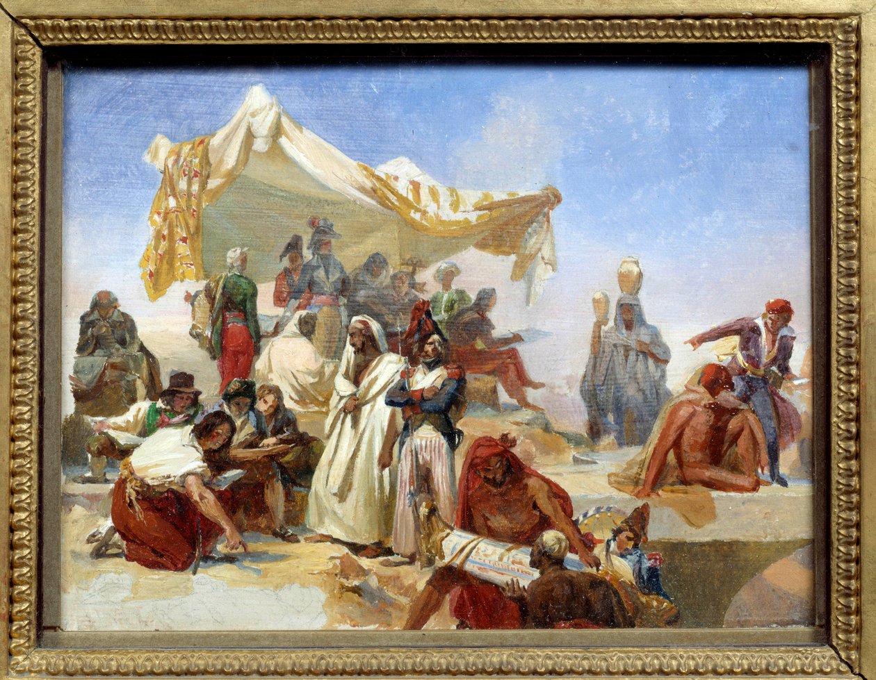 Egyptské tažení (1798-1801): „“ Expedice do Egypta na příkaz Napoleona Bonaparta (1769-1821)““ Obraz Leona Cognieta (1794-1880) 19. století od Léon Cogniet