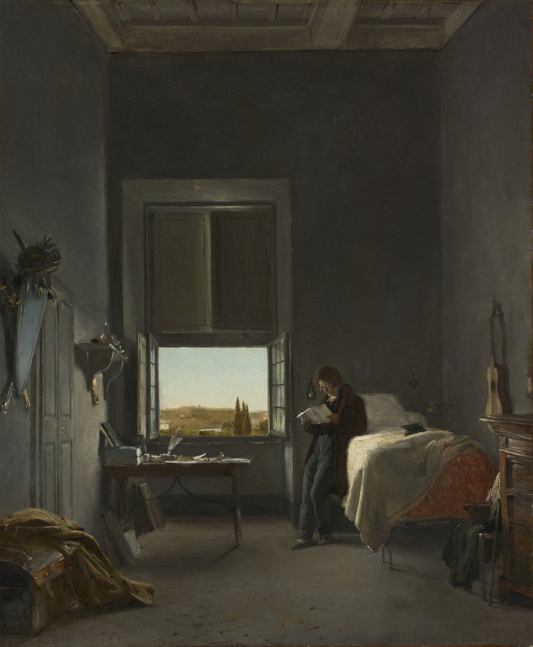 Umělec ve svém pokoji ve Villa Medici, Řím od Léon Cogniet