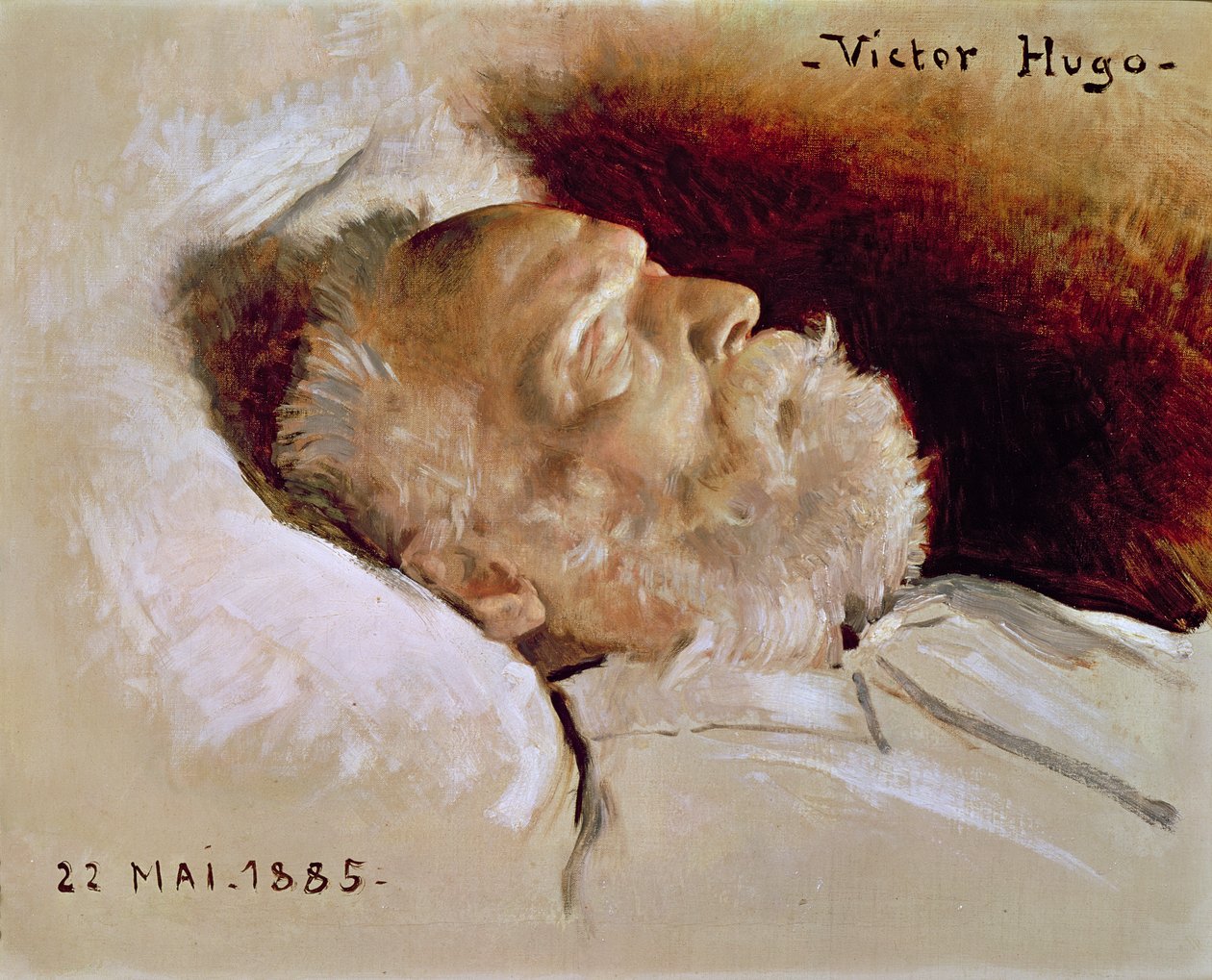 Portrét Victora Huga (1802-85) na smrtelné posteli, 22. května 1885 od Leon Daniel Saubes