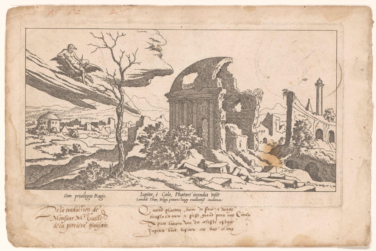 Jupiter vidí škody způsobené Phaetonovým pádem Le Fable de Calisto (název série) Myth of Callisto (název série) od Leon Davent