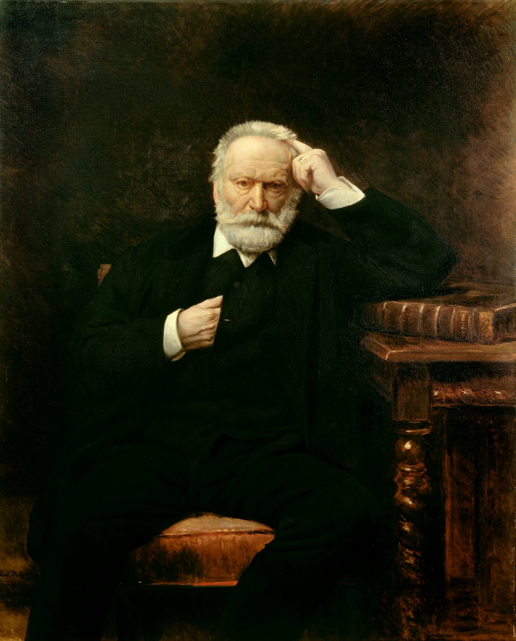 Portrét francouzského spisovatele Victora Huga (1802-1885) Obraz Leon Joseph Bonnat (1833-1922) 1879 Ne. 1,38 x 1,1 m od Leon Joseph Florentin Bonnat