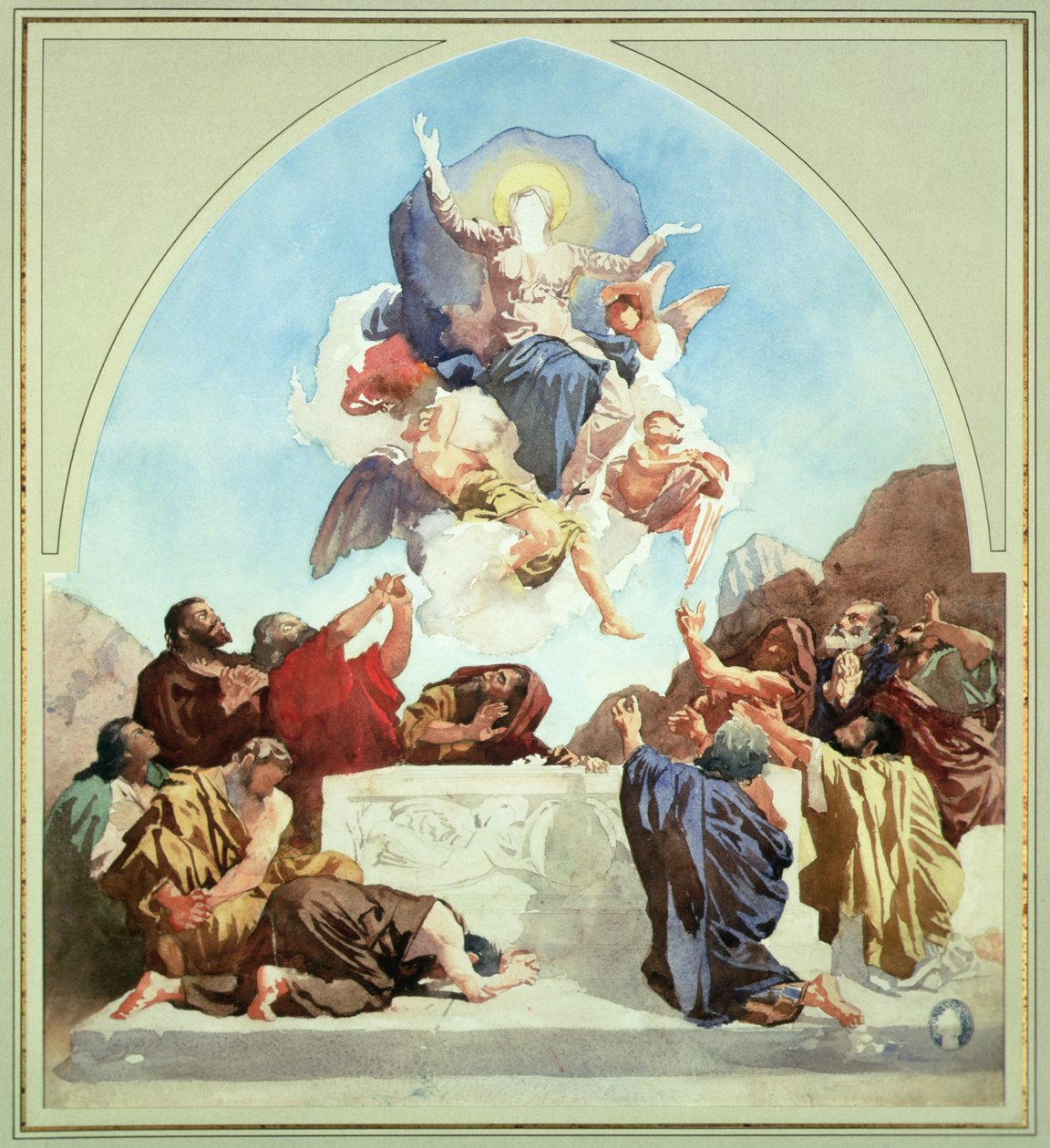 Studie k Nanebevzetí Panny Marie (tužka a akvarel na papíře) od Leon Joseph Florentin Bonnat