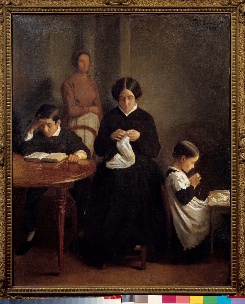 Umělcova rodina bratr Le jeune studovala, zatímco matka a sestra šily. Obraz Leona Bonnata (1833-1922) 1853 Bayonne, Musee Bonnat. od Leon Joseph Florentin Bonnat