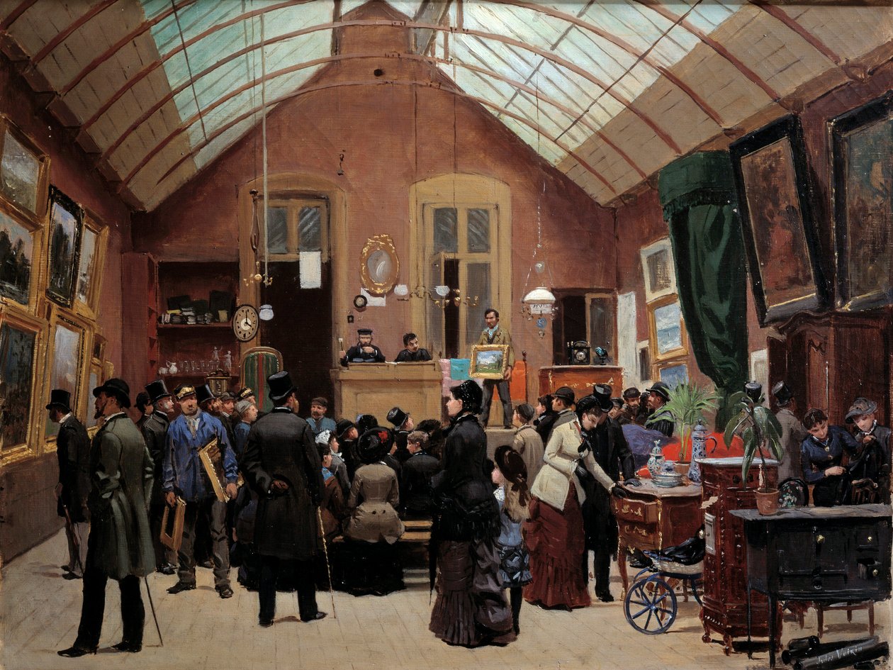 Prodejní místnost v 19. století. Obraz Leon Joseph Voirin (1833-1887) od Leon Joseph Voirin