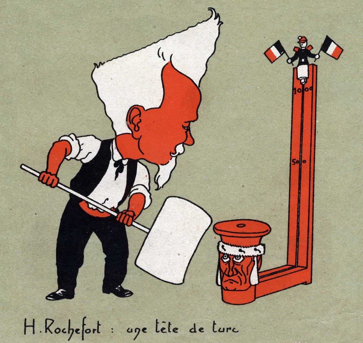 Kreslený film Henriho Rocheforta (1831-1913), francouzského novináře a politika „“Hlava Turka““ - Ilustrace Leon Lebegue (1863-1944) - Rytina do „“Le sun-du-dimanche““ od Leon Lebegue