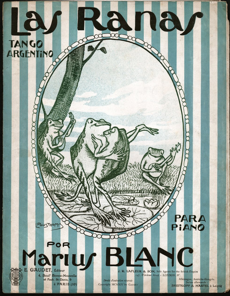 Žáby tančí tango. 1914 (ilustrace) od Leon Pousthomis