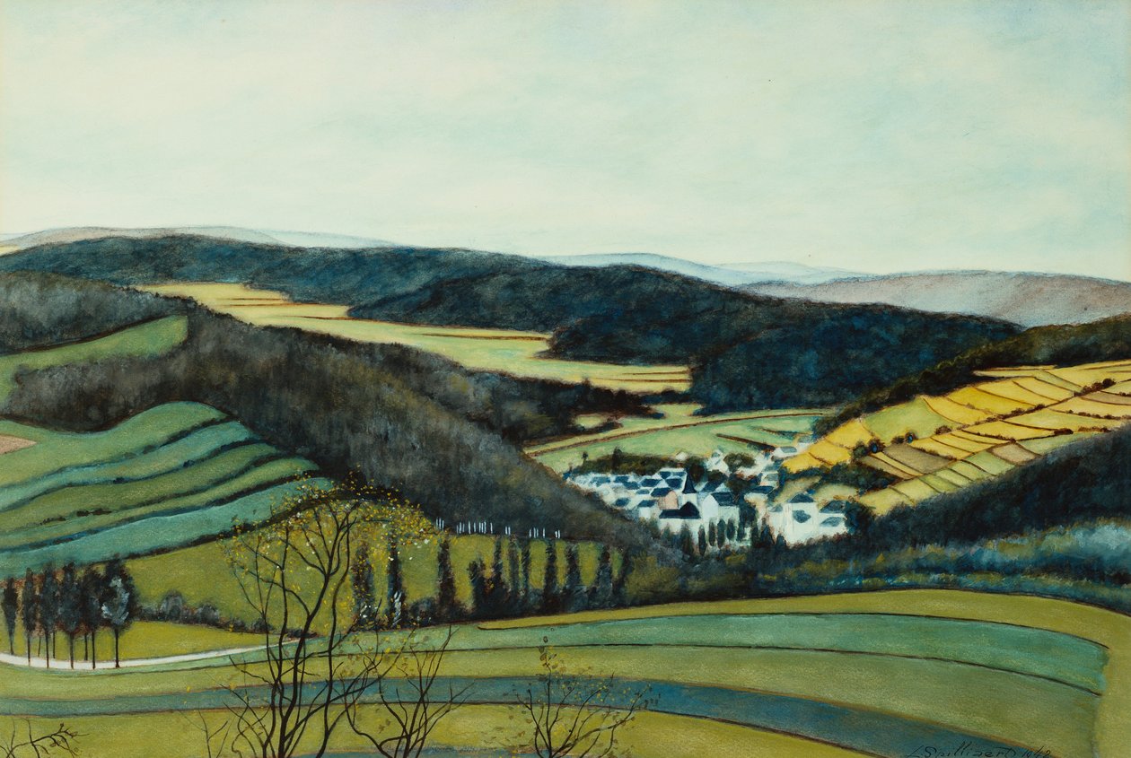 Krajina, Pohled na Vressets/Sermois; Paysage, Vue Vressets/Sermois od Leon Spilliaert