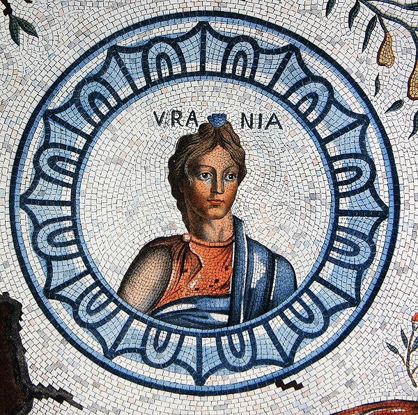 Urania, Muse of Astronomy (barevná rytina) od Leon de (after) Laborde