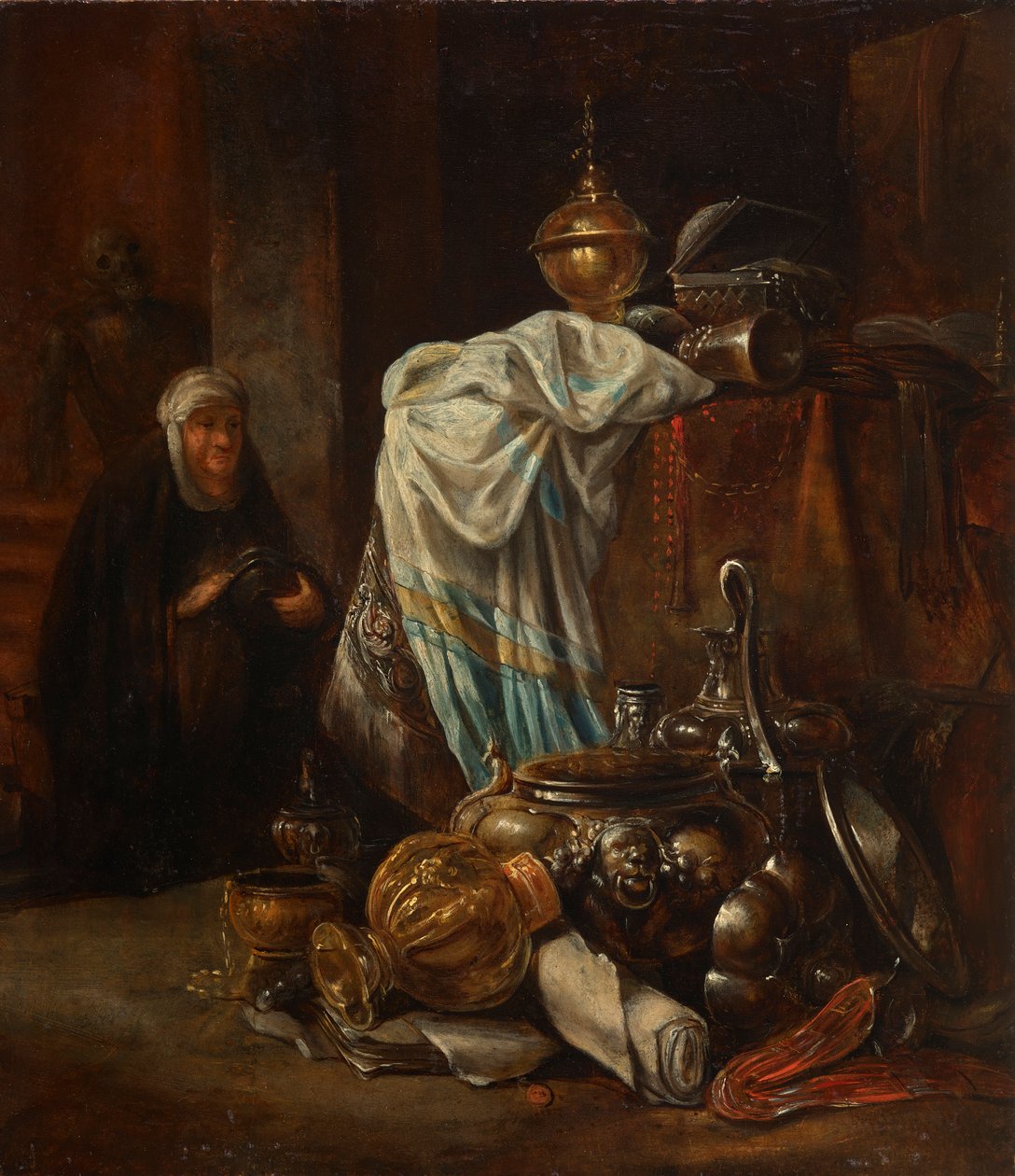 Zátiší s Orientalií a kovovými nádobami od Leonaert Bramer
