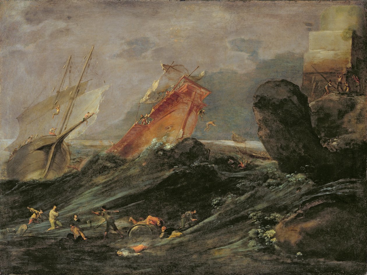 Ztroskotání na Rocky Shore, c.1645-50 od Leonard Bramer