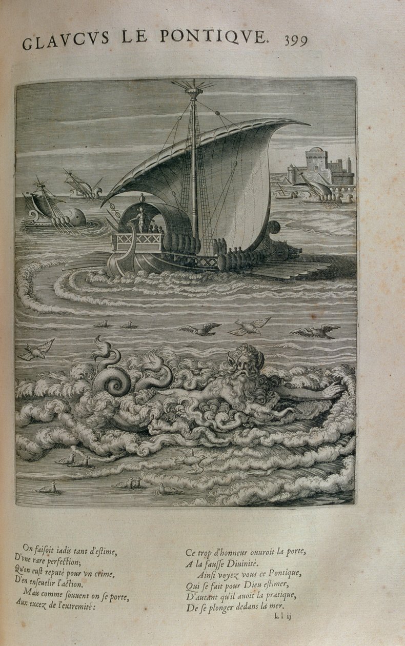 Glaukus, z knihy "Les Images ou Tableaux de Platte Peinture des Deux Philostrates Sophistes Grecs", autor Blaise de Vigenere (1523-96) Paříž, 1615 od Leonard Gaultier