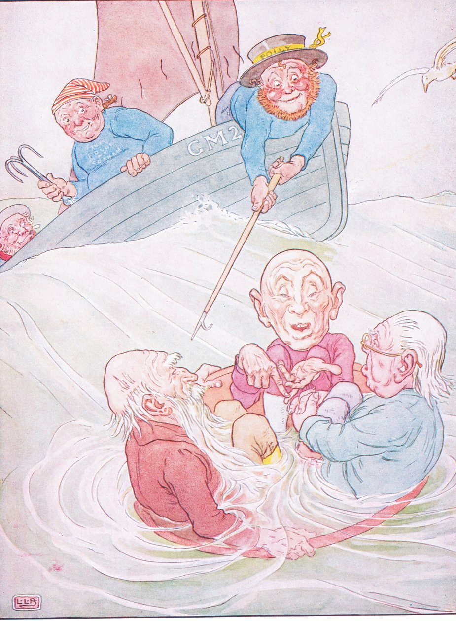 Tři moudří muži z Gothamu se vydali na moře v misce od Leonard Leslie Brooke