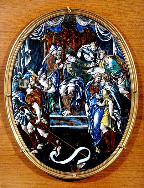 Kristus před Pilátem, 1557 (malovaný smalt) od Leonard Limosin