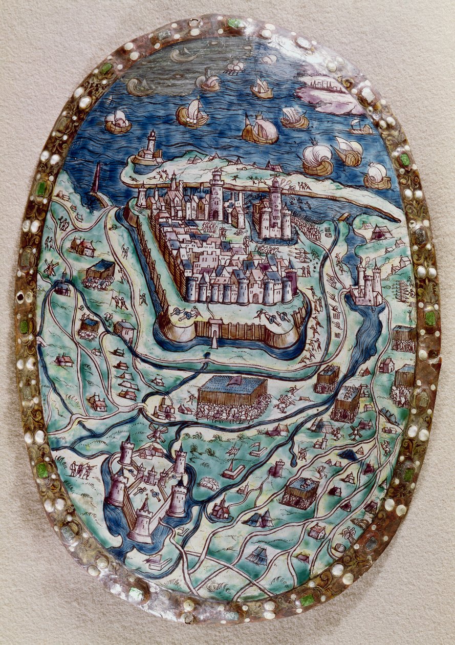 Dobytí Calais Francouzi v roce 1558 (smalt) od Leonard Limosin