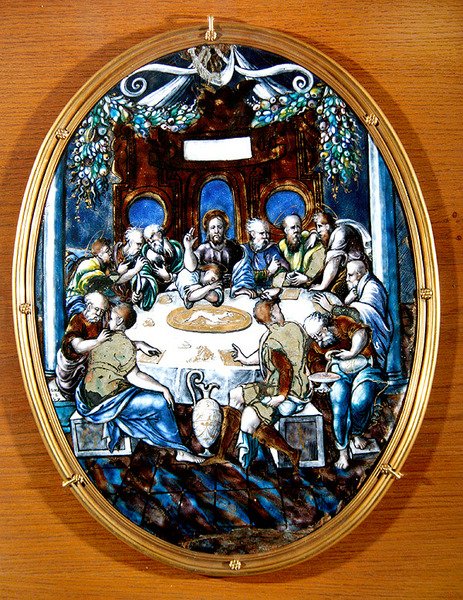 Poslední večeře, 1557 (malovaný smalt) od Leonard Limosin
