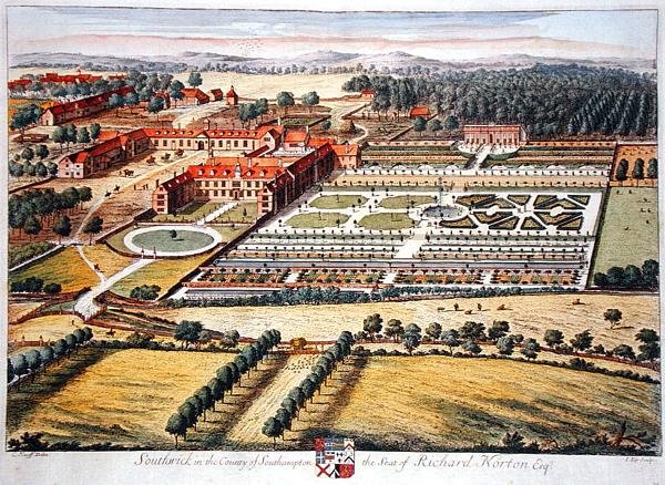 Southwick v hrabství Southampton, vyryl Johannes Kip (asi 1652-1722) (rytina) od Leonard (after) Knyff