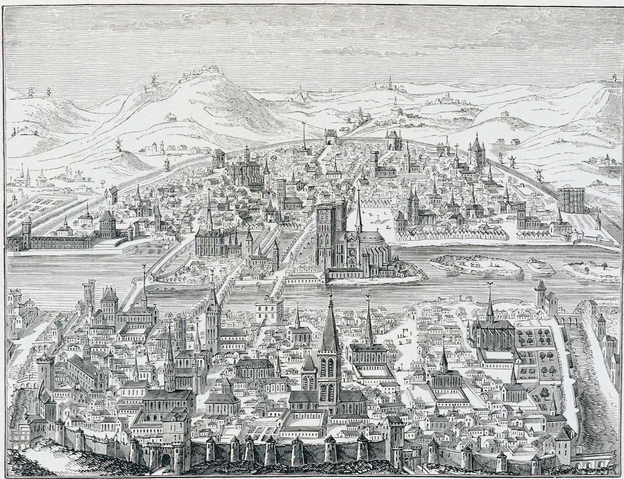Velký perspektivní pohled na Paříž v roce 1607 podle rytiny Léonarda Gaultiera. od Leonard Gaultier