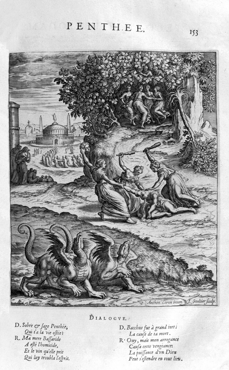 Pentheus, král Théb vzdorující Dionýsovi od Leonard Gaultier