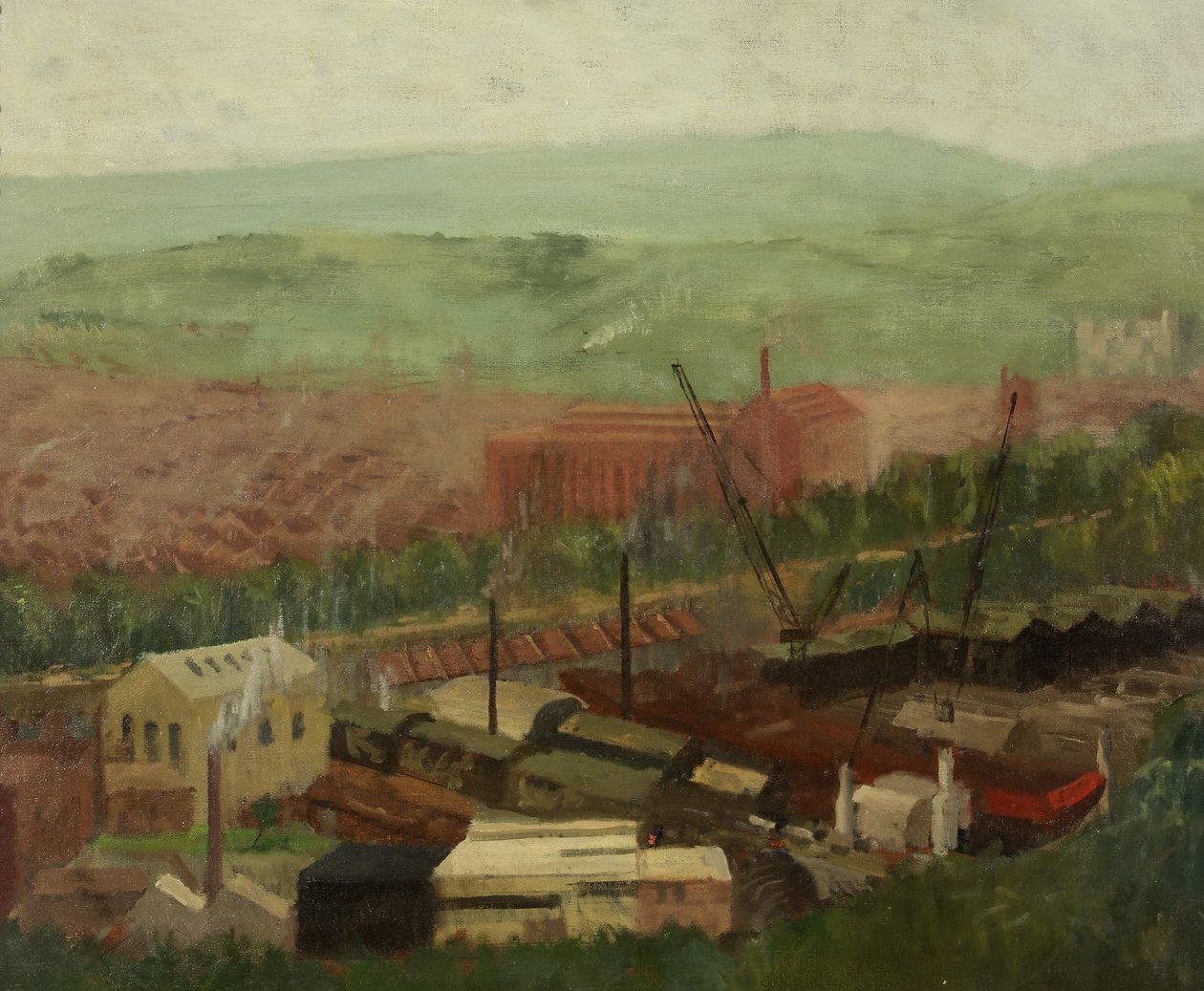 Bristol z Brandon Hill (olej na plátně) od Leonard Greaves