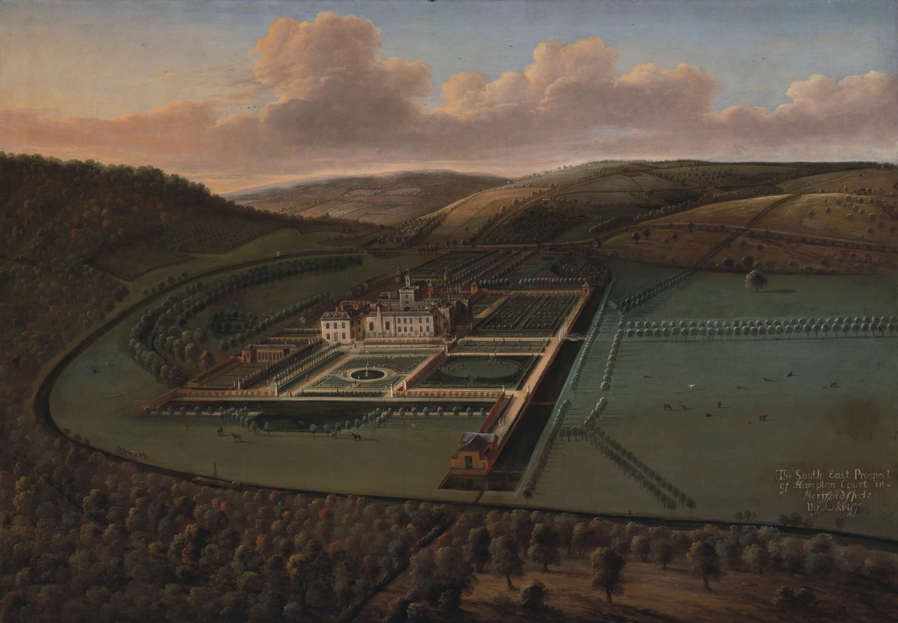 Southeast Prospect of Hampton Court, Herefordshire od Leonard Knyff