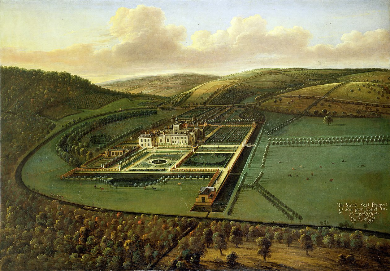 Southeast Prospect of Hampton Court, Herefordshire, c.1699 od Leonard Knyff
