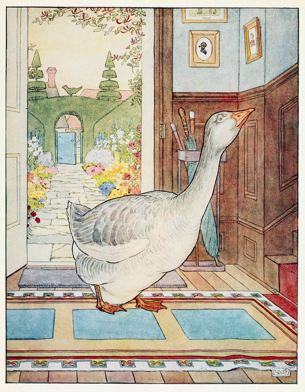 Goosey, Goosey Gander, Where Shall I Wander, from A Nursery Rhyme Picture Book, pub. 1914. od Leonard Leslie Brooke