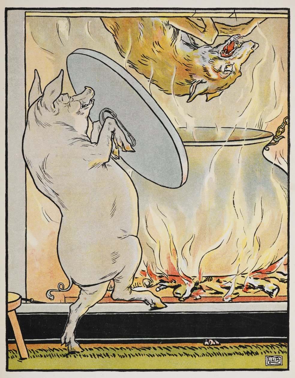 Ilustrace k pohádce "Tři prasátka" od Leonard Leslie Brooke