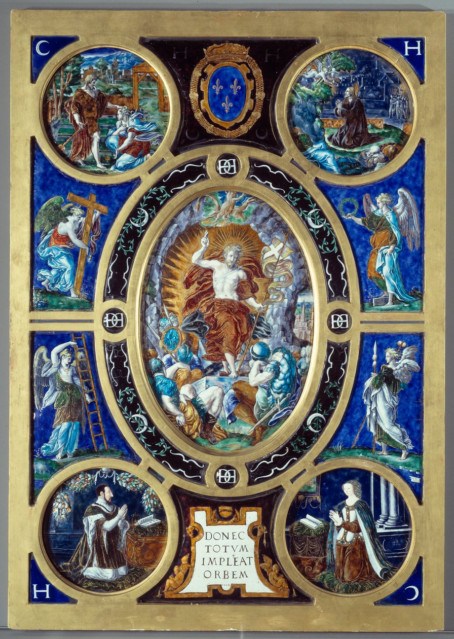 Oltářní obraz svaté kaple: Vzkříšení. Malovaný smalt od Leonarda Limosina (1505-1577) od Leonard Limosin