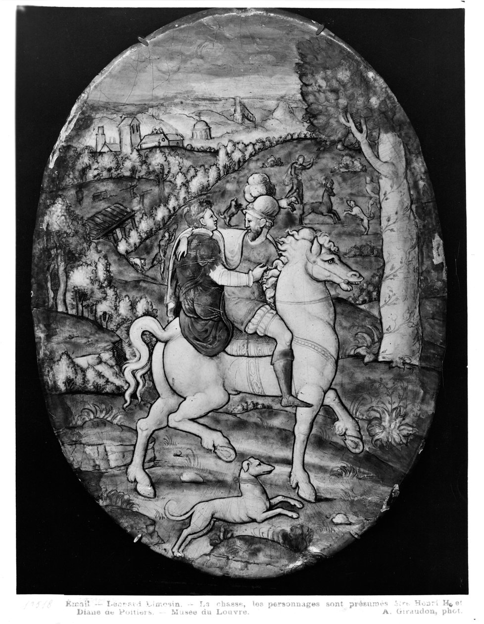 Lov, portrét pravděpodobně Henri II (1519-59) a Diane de Poitiers (1499-1566) (smalt) od Leonard Limosin
